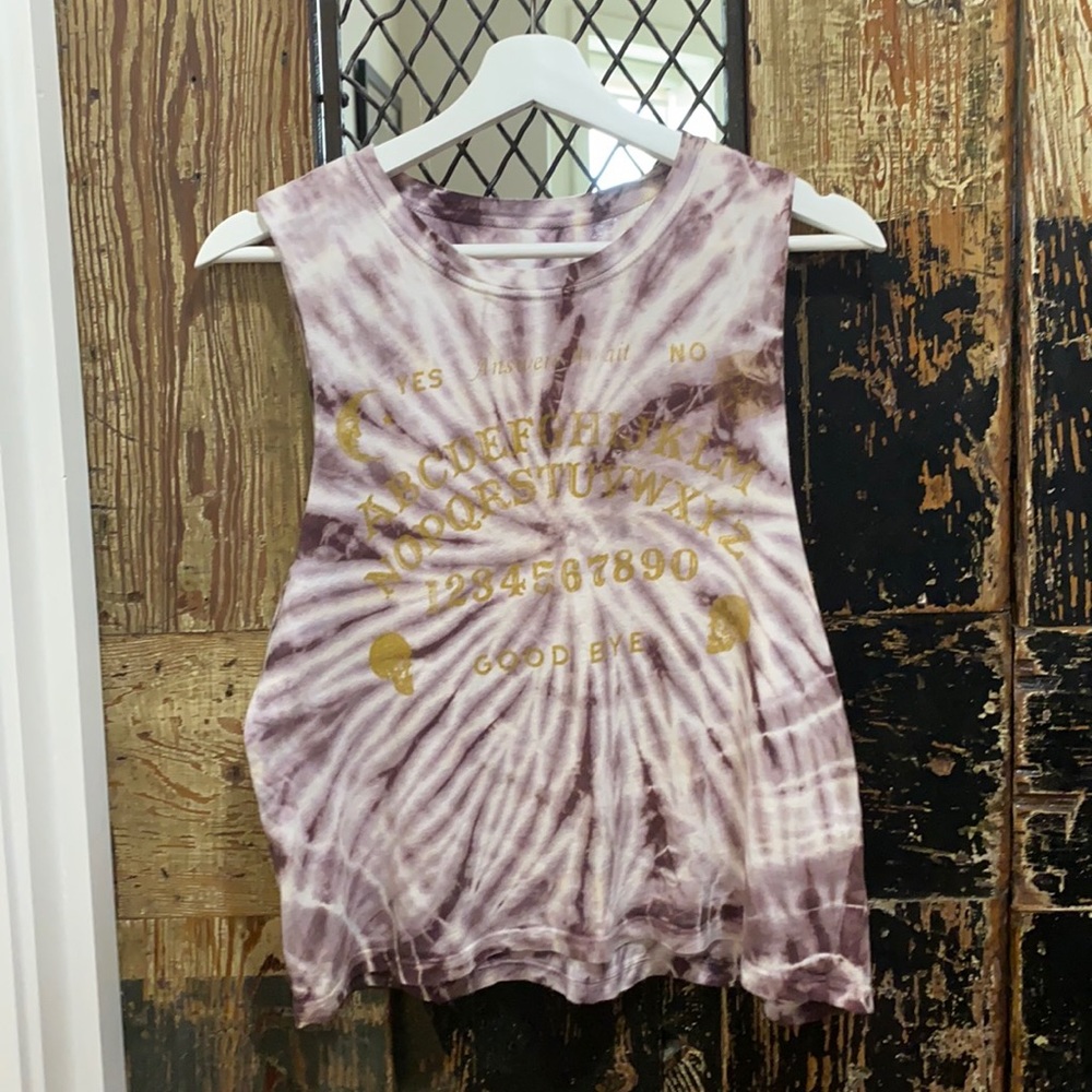 Tie dye Ouija board muscle tee